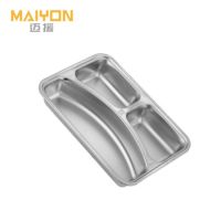 迈援 餐盘 304不锈钢加深 笑脸三格 个