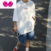 七斓Beautget美式街头发泡图案短袖T恤情侣ins哥特字母宽松短tee潮