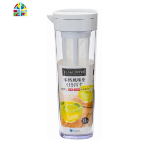 冷水壶带滤网1000ml大容量塑料防漏便携运动水杯凉水壶 FENGHOU 棕色1.1L