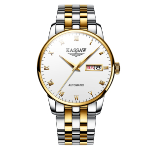 卡梭(KASSAW)手表男防水双日历商务休闲自动机械表男表时尚学生男士腕表K853G