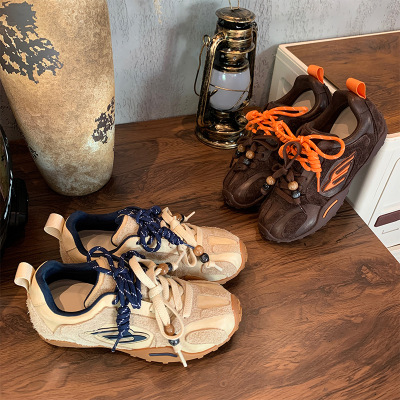 真皮德训鞋女鞋秋季新款平底运动鞋女款通勤百搭双鞋带休闲鞋