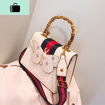 时尚包包女2020新款女包单肩斜挎包春竹节手提包大蝴蝶织带小方包NEW LAKE