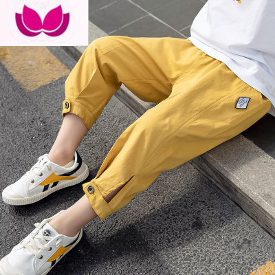 七斓韩系男童防蚊裤夏季薄款哈伦2020新款儿童棉麻九分裤子中大童宽松