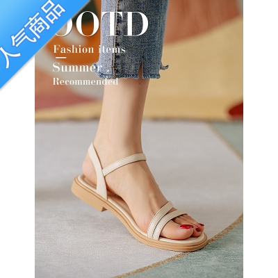 SUNTEK凉鞋女夏季2023年新款时尚平底34码牛筋底防滑软底仙女风配裙子40