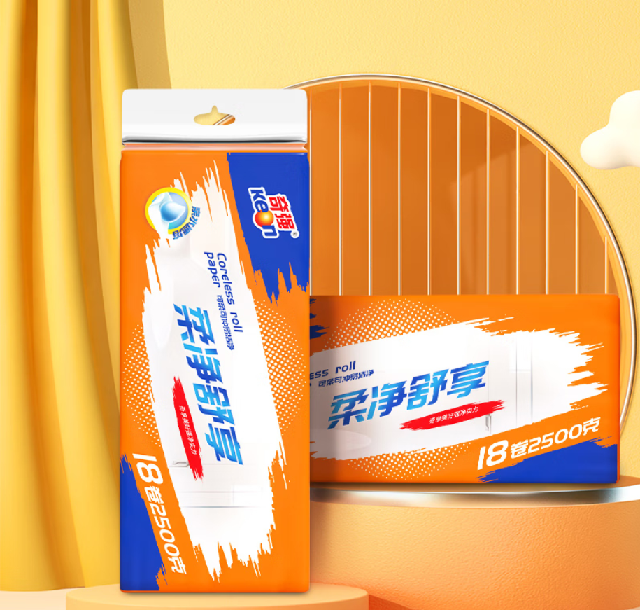 奇强 超韧无芯卷纸加厚卫生手纸原木家用大卷实惠装宿舍厕所卷纸整箱5层 2500g*18卷