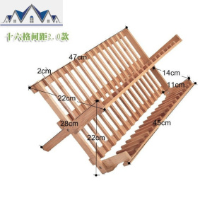 楠竹可折叠沥碗架沥水架双层 厨房置物收纳碗架竹碗架碗碟架架子 三维工匠收纳层架