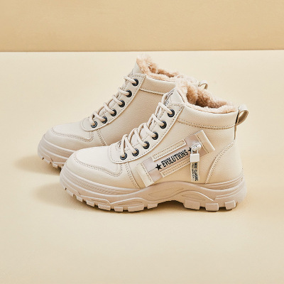 ins潮加绒马丁靴女冬季新款休闲鞋增高学生保暖机车靴
