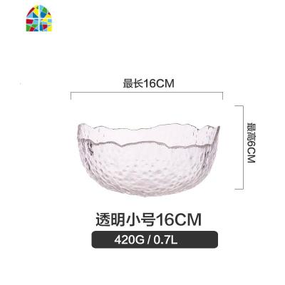 日式金边透明玻璃碗蔬菜水果碗沙拉碗盘家用燕窝甜品酸奶碗 FENGHOU 透明小号16cm