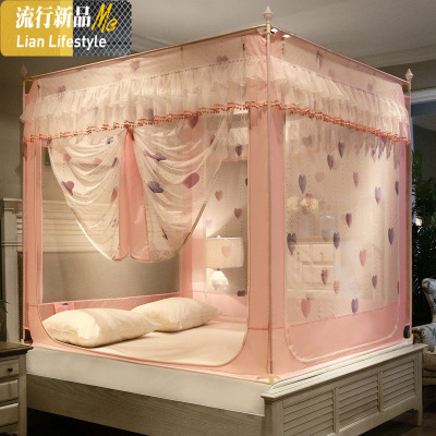 新款蚊帐儿童防摔坐床蒙古包拉链公主风三开1.5米1.8m床家用2.0 三维工匠