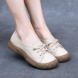 春季新款真皮牛筋软底女鞋复古四季厚底单鞋女防滑孕妇四季鞋