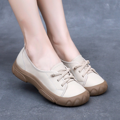 春季新款真皮牛筋软底女鞋复古四季厚底单鞋女防滑孕妇四季鞋