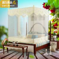 三开蚊帐1.8方顶拉链式蒙古包1.2米加密加厚双人家用纹帐1.5m床 三维工匠