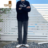 YANXU男笙HOME直筒牛仔裤男宽松2023新款黑烟灰色垂感阔腿裤子男