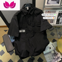 七斓工装衬衫男短袖潮牌ins夏季衬衣港风日系外套设计感小众痞帅衣服