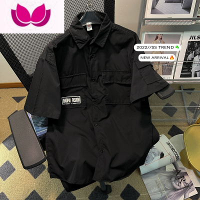 七斓工装衬衫男短袖潮牌ins夏季衬衣港风日系外套设计感小众痞帅衣服