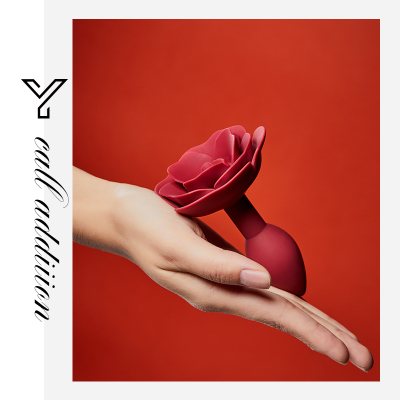 吉祥小炮唤瘾硅胶玫瑰花肛塞SM外出后庭小号穿戴调教女用情趣用品惩罚道具玫瑰花肛塞-红色