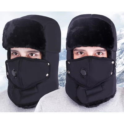  闪电客帽子男冬季加绒加厚大棉帽子冬天保暖雷锋帽黑色东北户外防风滑雪