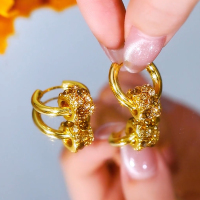 复古满钻锆石小蛮腰耳扣时尚百搭路路通耳环女轻奢气质高级感耳饰送女朋友老婆情人节七夕生日礼物