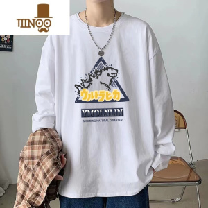 YANXU长袖t恤男新款港风ins休闲百搭体恤韩版内搭帅气宽松上衣