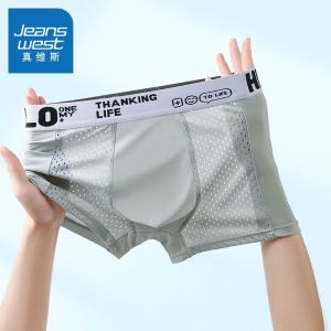 男士内裤男生冰丝半网孔透气平角裤夏季薄款裤头
