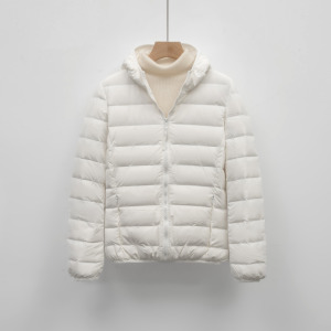 女式90绒纯色轻薄女装连帽带帽无缝羽绒服短款大码外套_025