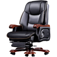锦北 老板椅商务总裁椅办公室大班椅可躺10轮电脑椅 牛皮+搁脚