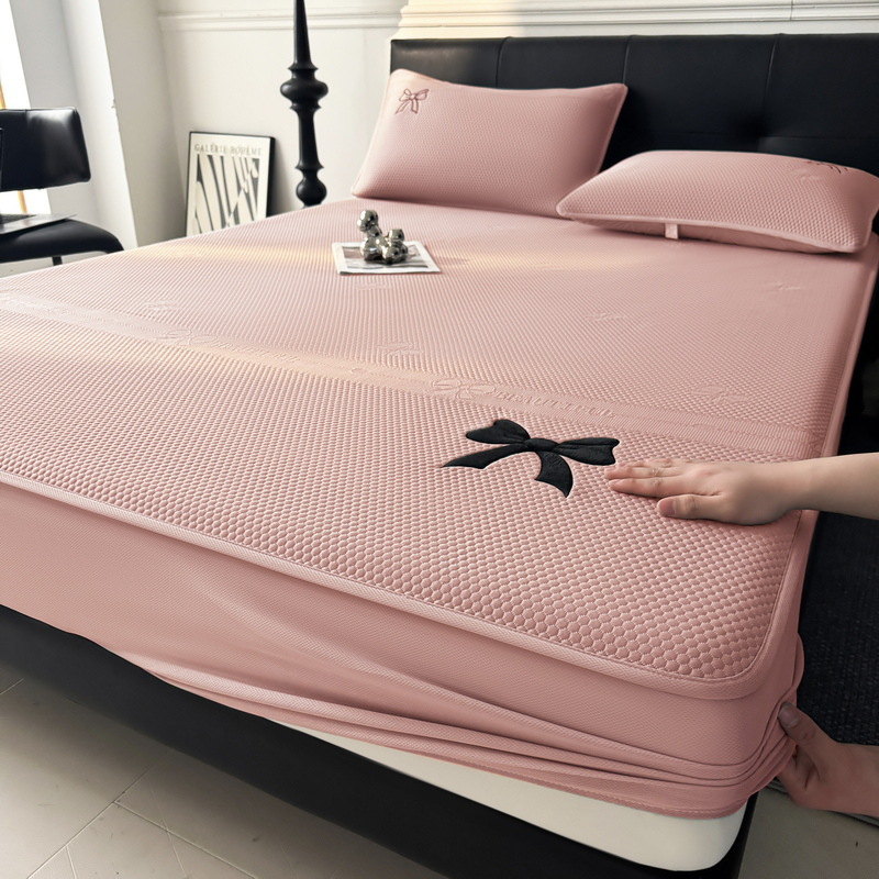 夏季蝴蝶结冰丝豆豆席空调席儿童软凉席三件套床席床笠款可机洗批