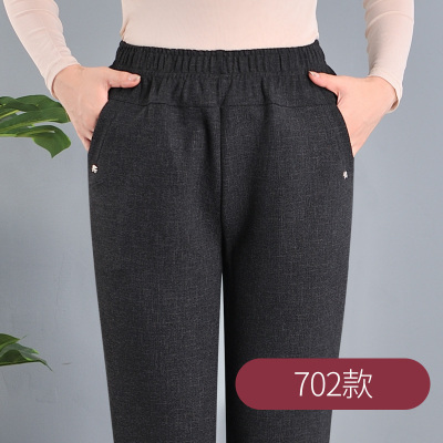 语娄妈妈裤春秋长裤中老年女裤休闲裤大码宽松高腰松紧腰厚款老人单裤2021大码女装