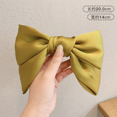 日系复古酒红色大蝴蝶结发夹发饰森系仙女发卡洛滑边夹头饰ins发夹款-蝴蝶结姜黄色