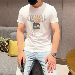 男装欧货2024夏季新款暴力熊重工烫钻休闲短袖t恤男网红抖音