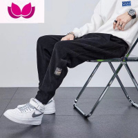 七斓2023新款卫裤男春季宽松直筒休闲运动裤子男士潮牌加绒灯芯绒男裤