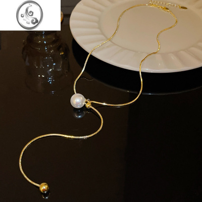 JiMi可调节珍珠项链2023新款轻奢小众抽拉锁骨链女高级感网红颈链