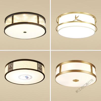 苏宁放心购 新中式吸顶灯圆形古典过道走廊灯中国风仿古布艺厅玄关灯具