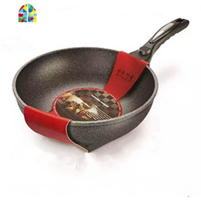 韩国不粘锅无油烟家用炒锅电磁炉炒菜锅32CM平底 FENGHOU 30CM麦饭石玻璃盖彩盒煎锅