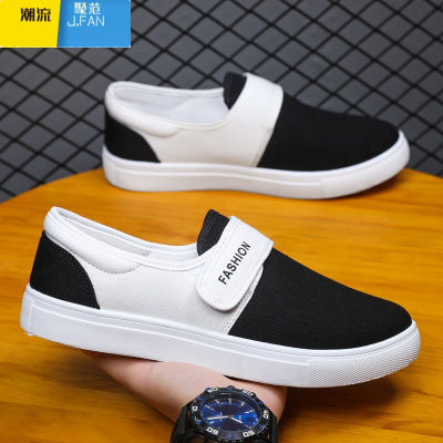 聚范2024春季新款特大码多色百搭男鞋韩版流潮魔术贴低帮板鞋轻便男鞋