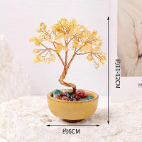 维诺亚黄紫粉水晶桃花树饰品生日礼物陶瓷可爱家居客厅办公礼品摆件