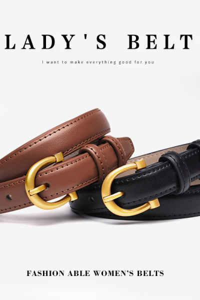 啄木鸟皮带女士真皮针扣装饰腰带配连衣裙设计感小众高级感裤带细