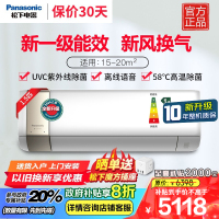 松下1.5匹新风换气空调新一级能效变频冷暖 高温除菌自清洁壁挂式空调挂机离线语音操控WiFi智控J13AKT10醇风系列