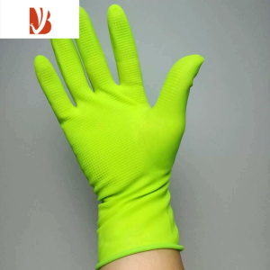 三维工匠绿色防水薄款短款高弹乳胶贴手牛筋防滑家务清洁厨房橡胶女士手套