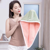 [补贴10%]干发帽女吸水双层加厚2024新款包头巾洗头擦头发超强速干毛巾浴帽 加厚双层两用干发帽-粉绿 [澎湃吸水