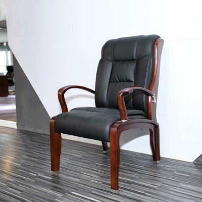 易企采 橡胶木加厚耐磨西皮会议椅办公椅电脑椅