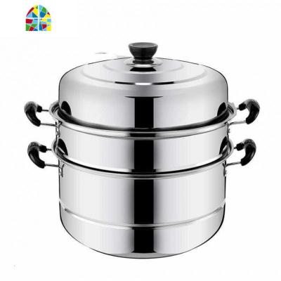 不锈钢蒸锅三层双2层加厚蒸笼汤锅大号蒸锅电磁炉煤气锅具26-32cm FENGHOU 28cm加厚三层