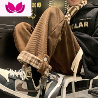 七斓灯芯绒卷边裤子男款夏季薄款设计感休闲裤男潮牌阔腿直筒长裤