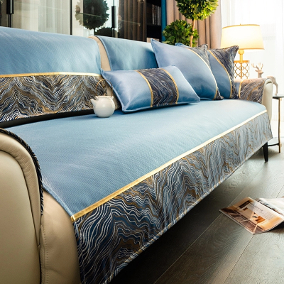 英仑风情夏季沙发垫套装简约防滑沙发凉席坐垫子123组合夏凉垫实木沙发凉垫布艺冰丝坐垫夏天款沙发套罩巾席子支持定制垫子