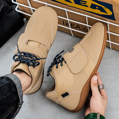 欧洲站2025春季新款环球魔术贴德训鞋男平底百搭跑步男士阿甘鞋