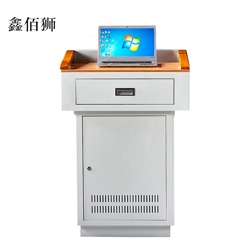 鑫佰狮多媒体讲台办公桌教室讲桌演讲桌中控桌700*550*1000mm(木面款)[不含显示屏]