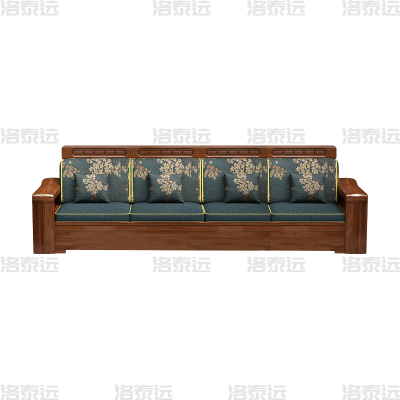 洛泰远 中式胡桃木实木沙发 四人位
