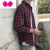 七斓格子衬衫男长袖衬衣宽松韩版潮流寸衫秋季帅气港风日系痞帅ins