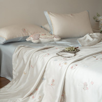 ins卡通80支兰精天丝夏凉被四件套 夏季凉感冰丝空调被儿童薄被子