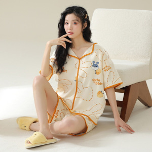 2026夏季新款莫代尔带胸垫多巴胺纯色睡衣女休闲宽松翻领睡衣套装